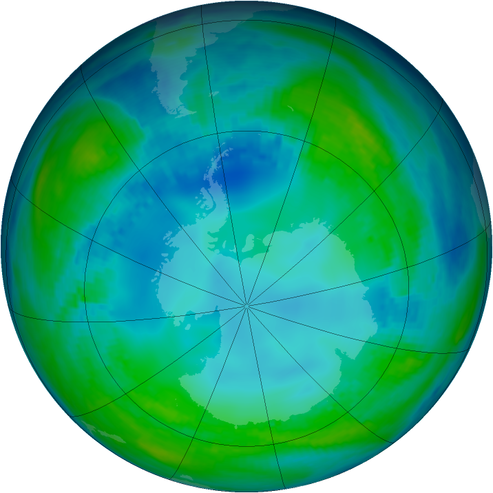 Antarctic ozone map for 12 May 1991